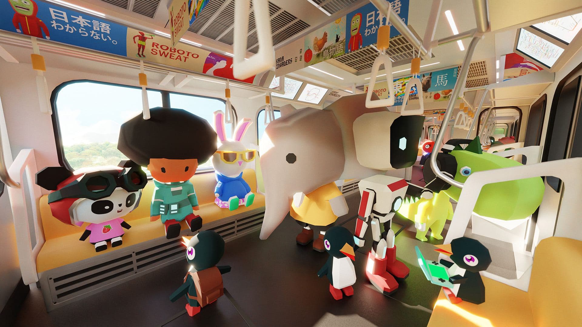 Animal passengers inside a Japanese train