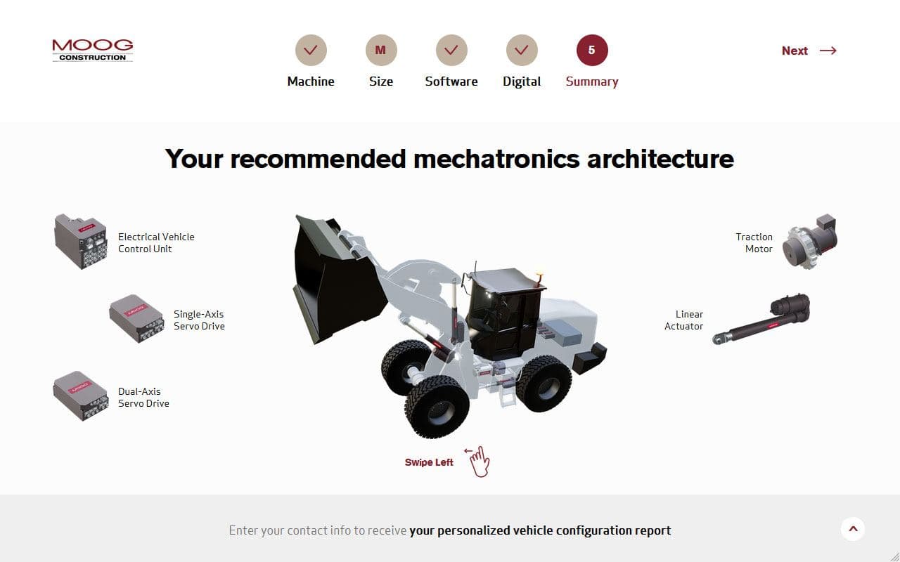 Configurator summary: recommended mechatronics architecture